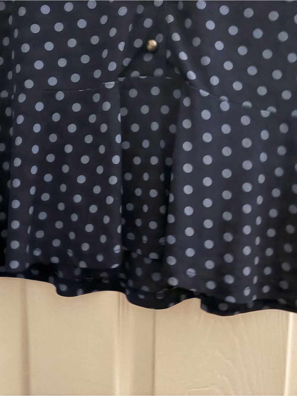 Michael Kors Navy Polka Dot V-Neck Peplum Blouse - Picture 3 of 9